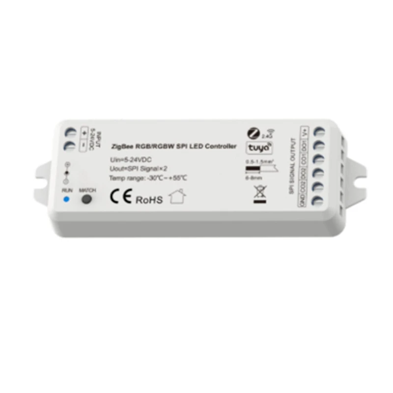 5V-24V Tuya Zigbee Wifi APP SPI LED Controller WZ-SPI Control 1000Pixel Led For WS2811 2812B SK6812 RGB/RGBW Strip Lamp