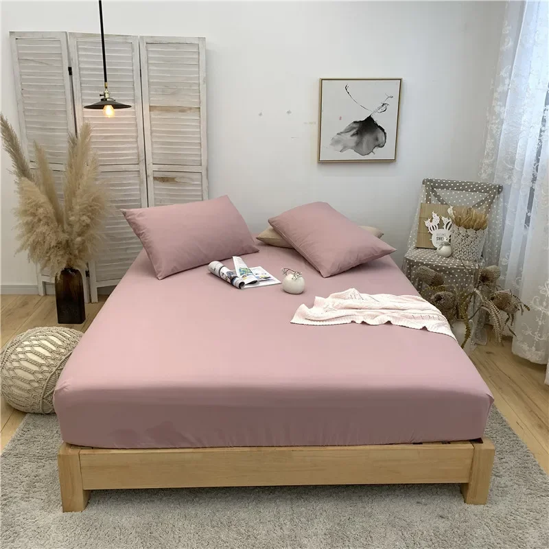 Small wholesale washed cotton pure cotton mattress cotton bedspread solid color plaid mattress sheath three-piece set unprinted