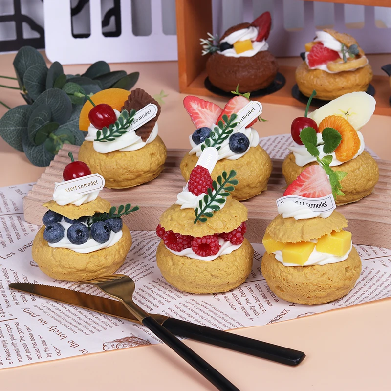 

Simulation bread puff cake model fake food decoration shop window model kids pretend toys