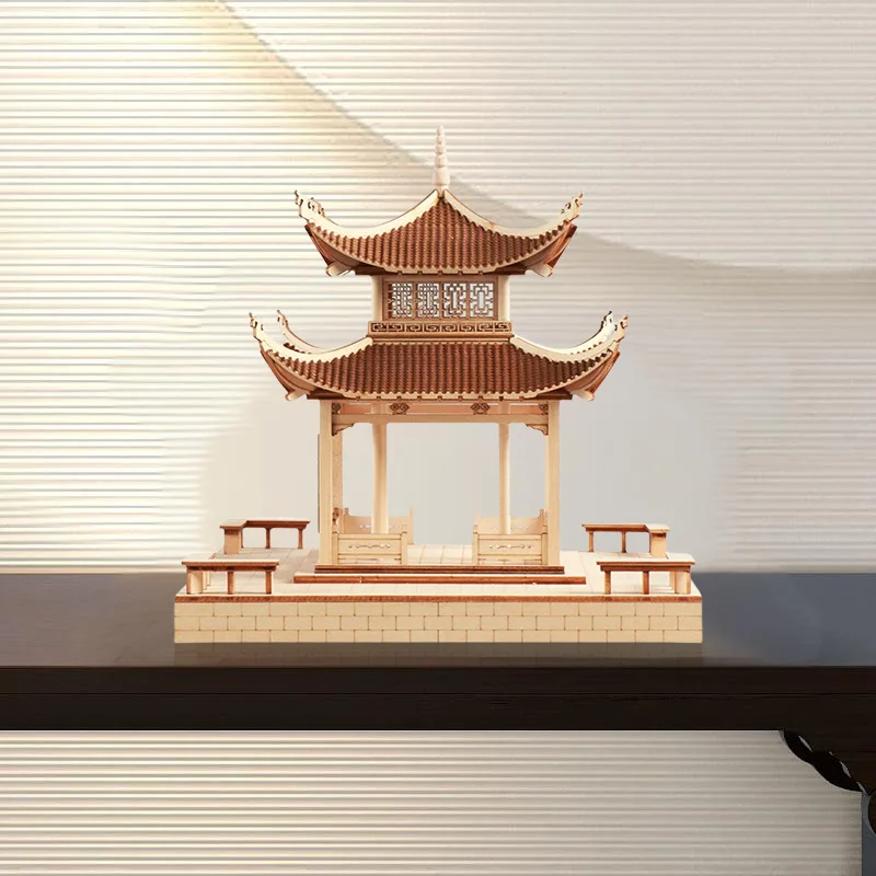 Modern new Chinese style creative ancient building octagonal pavilion home living room entrance soft decoration TV wine cabinet