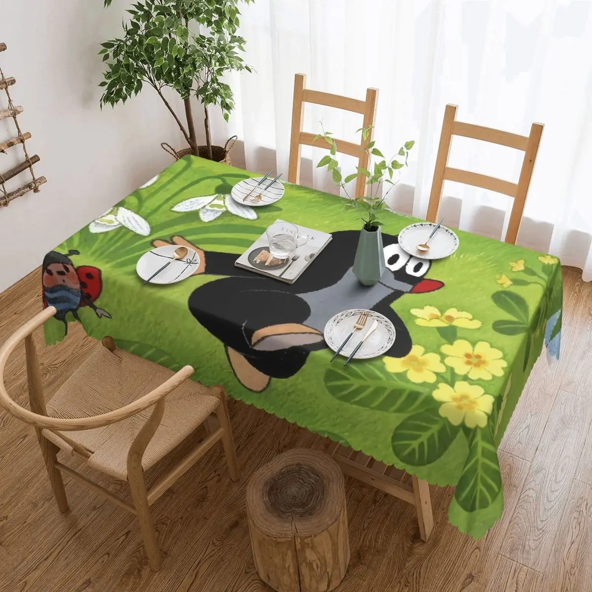 

Индивидуальная милая прямоугольная скатерть Happy Mole Krtek, водонепроницаемая скатерть с героями мультфильмов, маленькие чехлы для стола Maulwurf