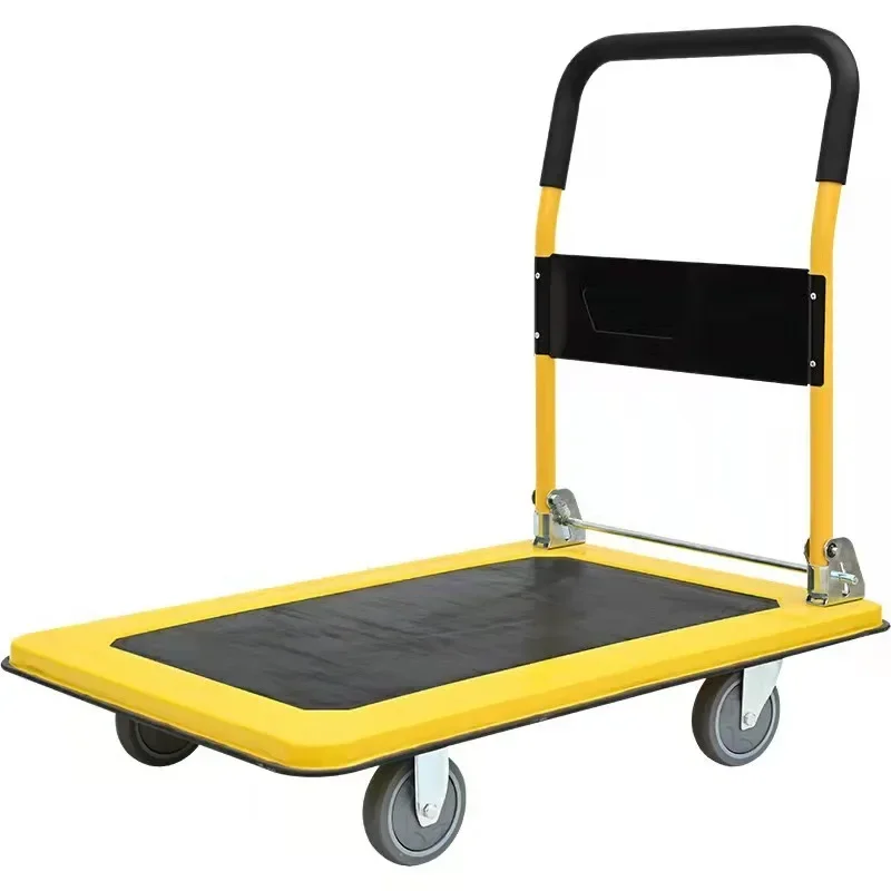 Multi-functional Silent trolley Steel trolley Pull goods Folding flatbed truck Small trailer Truck Supermarket storage
