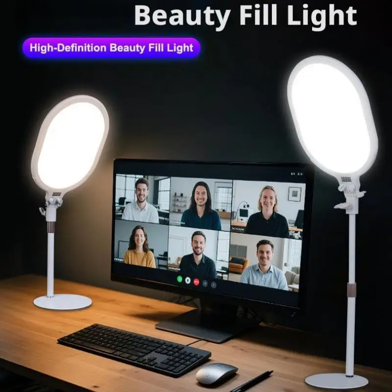 28cm Full Screen Fill Light Type-C Live Beauty Light LED Tablet Desktop Makeup Light Video Conference Soft Light USB Adjustable
