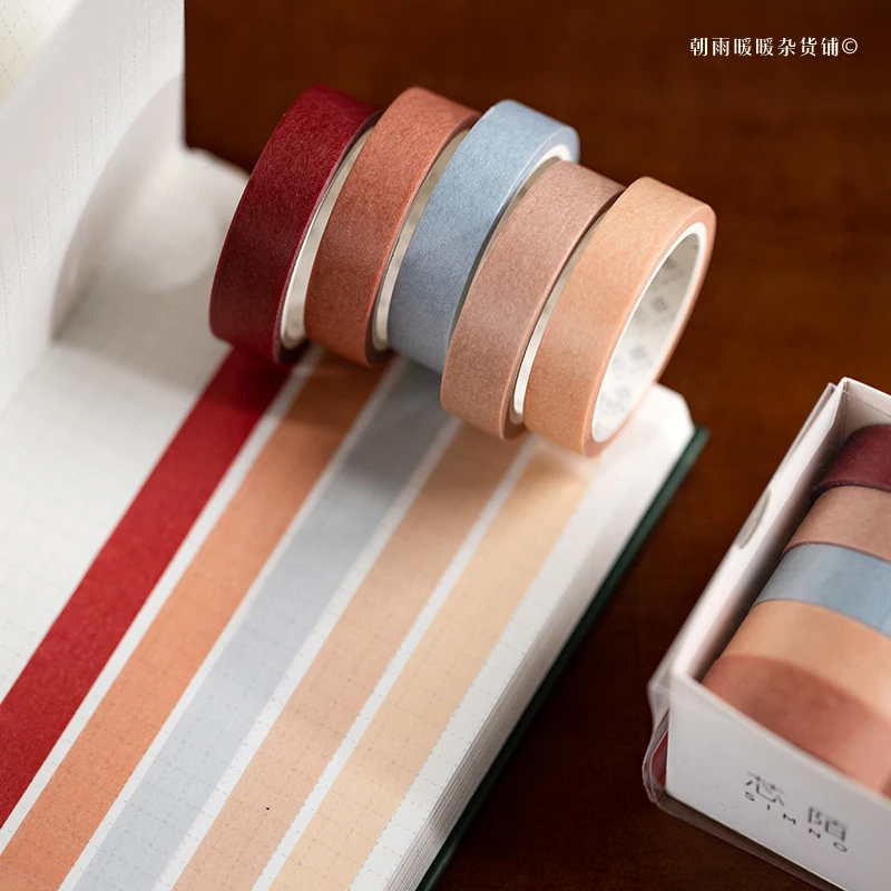 Chaoyu Salt Series Solid Color Washi Tape Set with Ins-style Border DIY Journal Collage Decorative Color Stickers