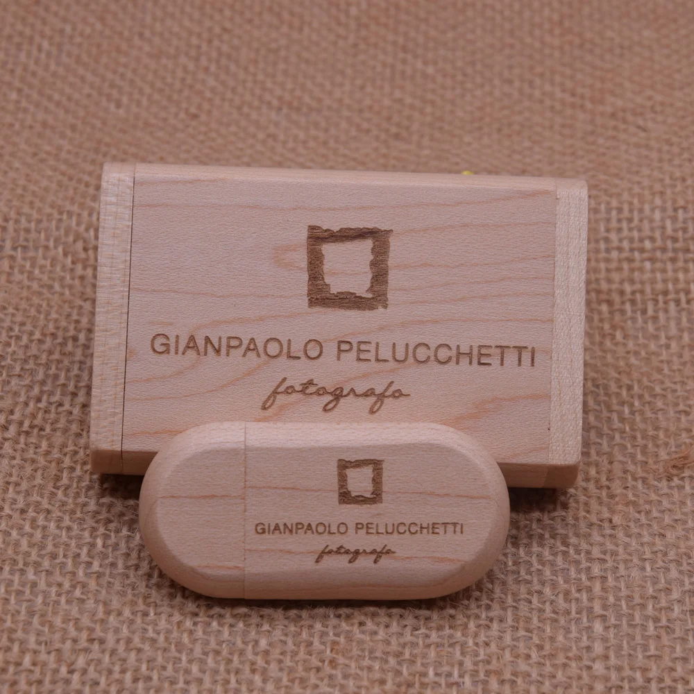 10 stks/partij (Aanpasbaar LOGO) USB Flash Drive 2.0 Houten Pendrive Box 4GB 8GB 16GB 32GB 64GB 128GB Memory Stick Huwelijkscadeau