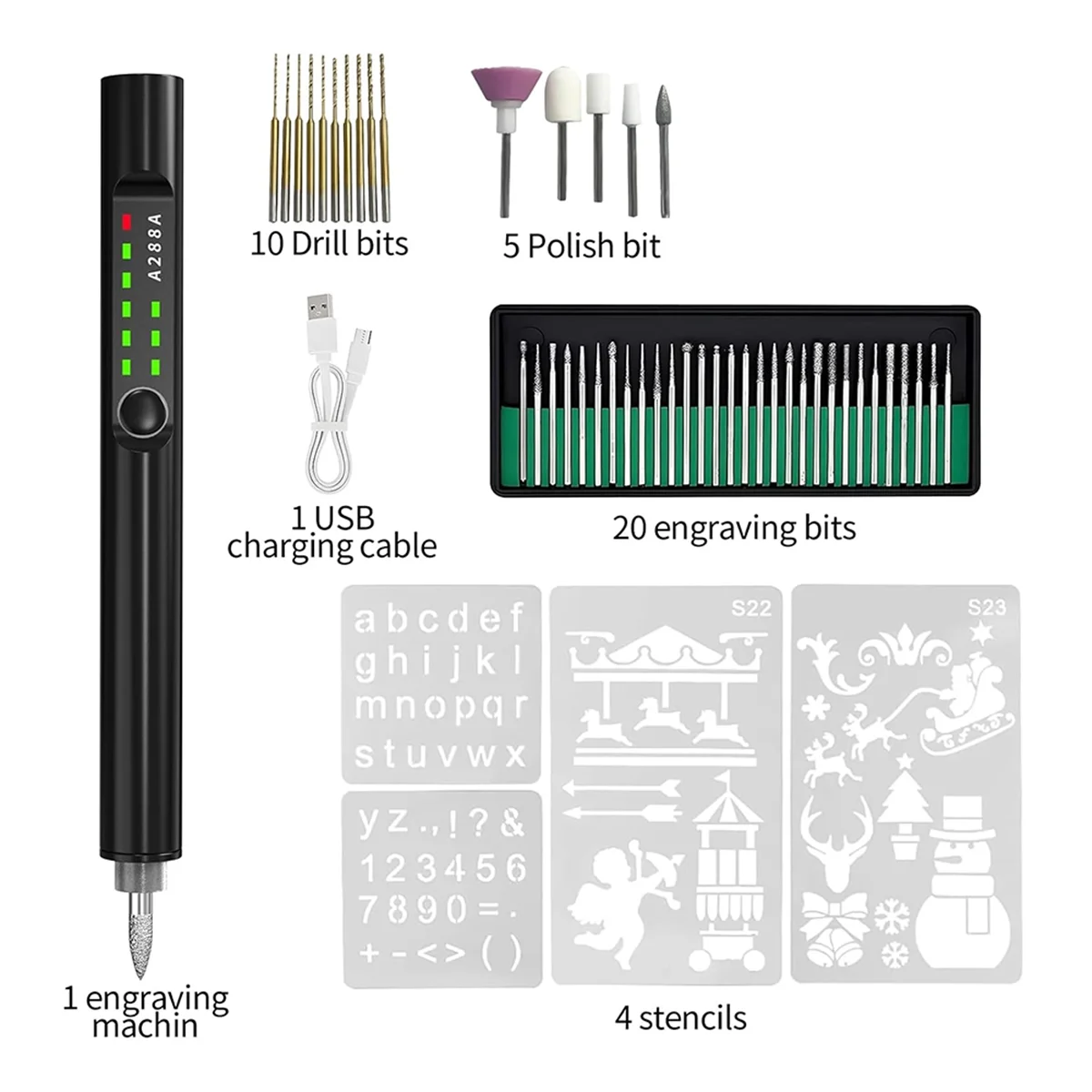 Y31A 41Pcs Engraving Pen Set with LED Light,USB Rechargeable Cordless Engraving Machine,Engraving Tools for Artists and DIY