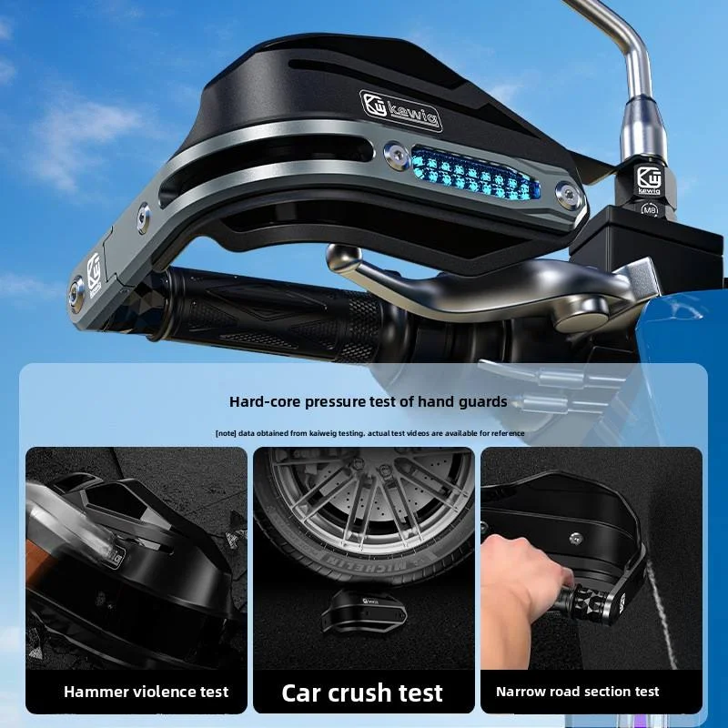 Protège-mains de moto/scooter tout-terrain modifiés avec absorption des chocs, feux LED, protection de sécurité en alliage d'aluminium, poignées de guidon