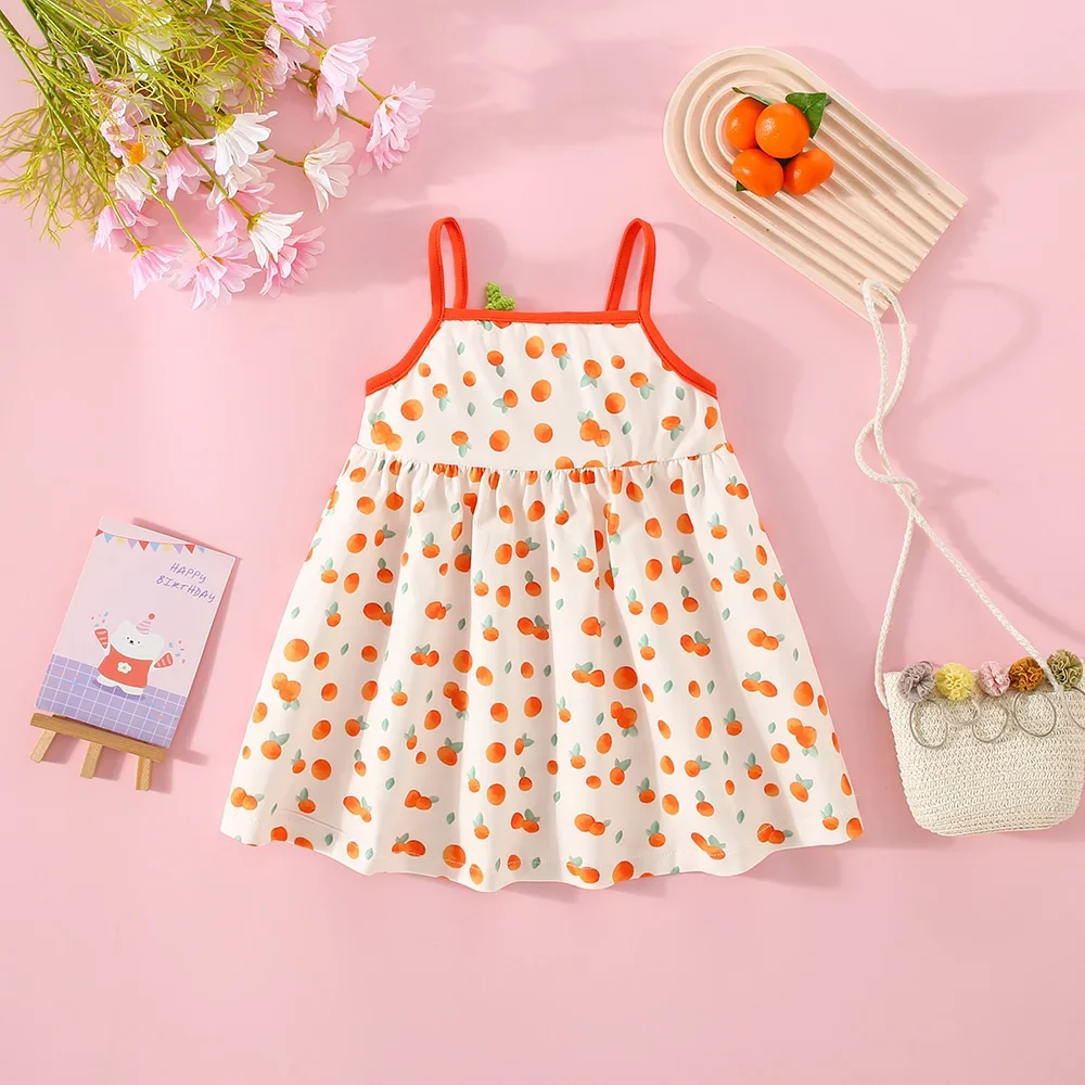 Summer Baby Girl Dress Patchwork Color Blocked Sleeveless Dress with Full Body Printed Cute Princess Dress