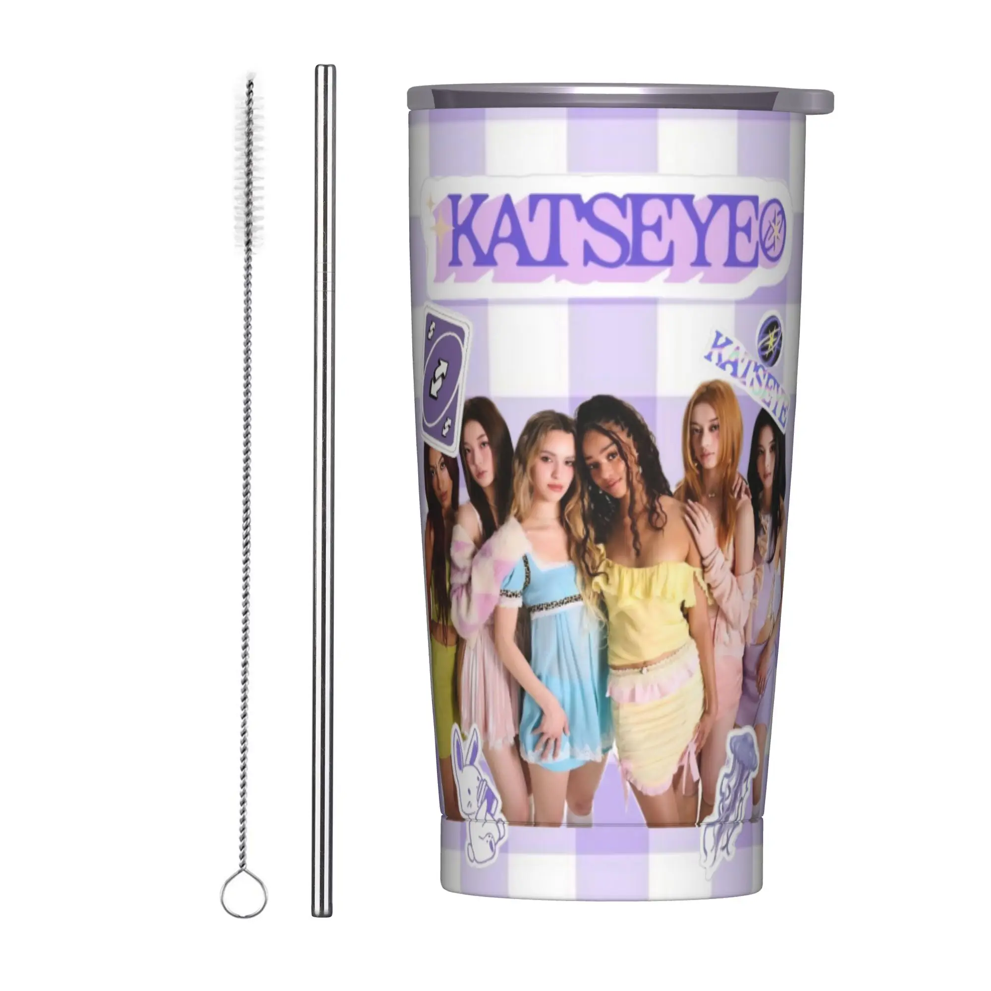 Stainless Steel Tumbler Katseye Kpop Girl Thermal Cups  Keep Heat Cold and Hot Car Mugs Driving Water Bottle