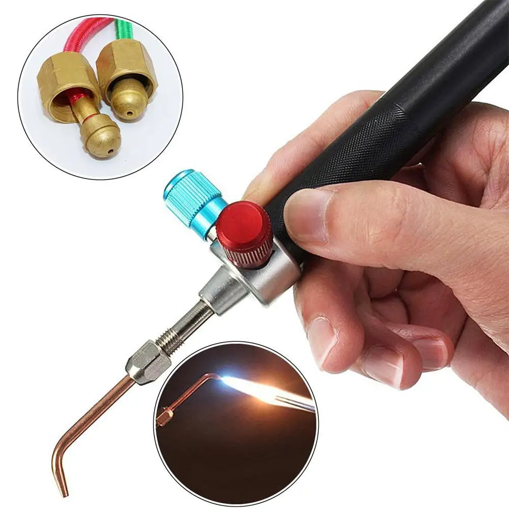 Mini Gás Little Torch Kit De Solda De Solda Pistola De Acetileno De Oxigênio para Soldagem Ferramenta De Aço Inoxidável De Metal Platina With5 Dicas