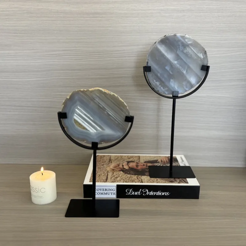 Modern living room cabinet ornament, medieval agate stone ornament, French retro model room soft decoration