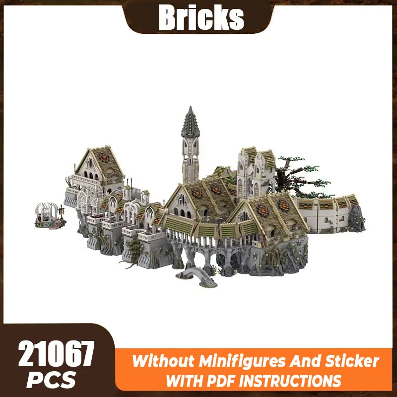 Technology Bricks Moc Building Blocks Magical Rings Movie UCS Rivendell Valley Model DIY Assembly Street View Toys Gifts