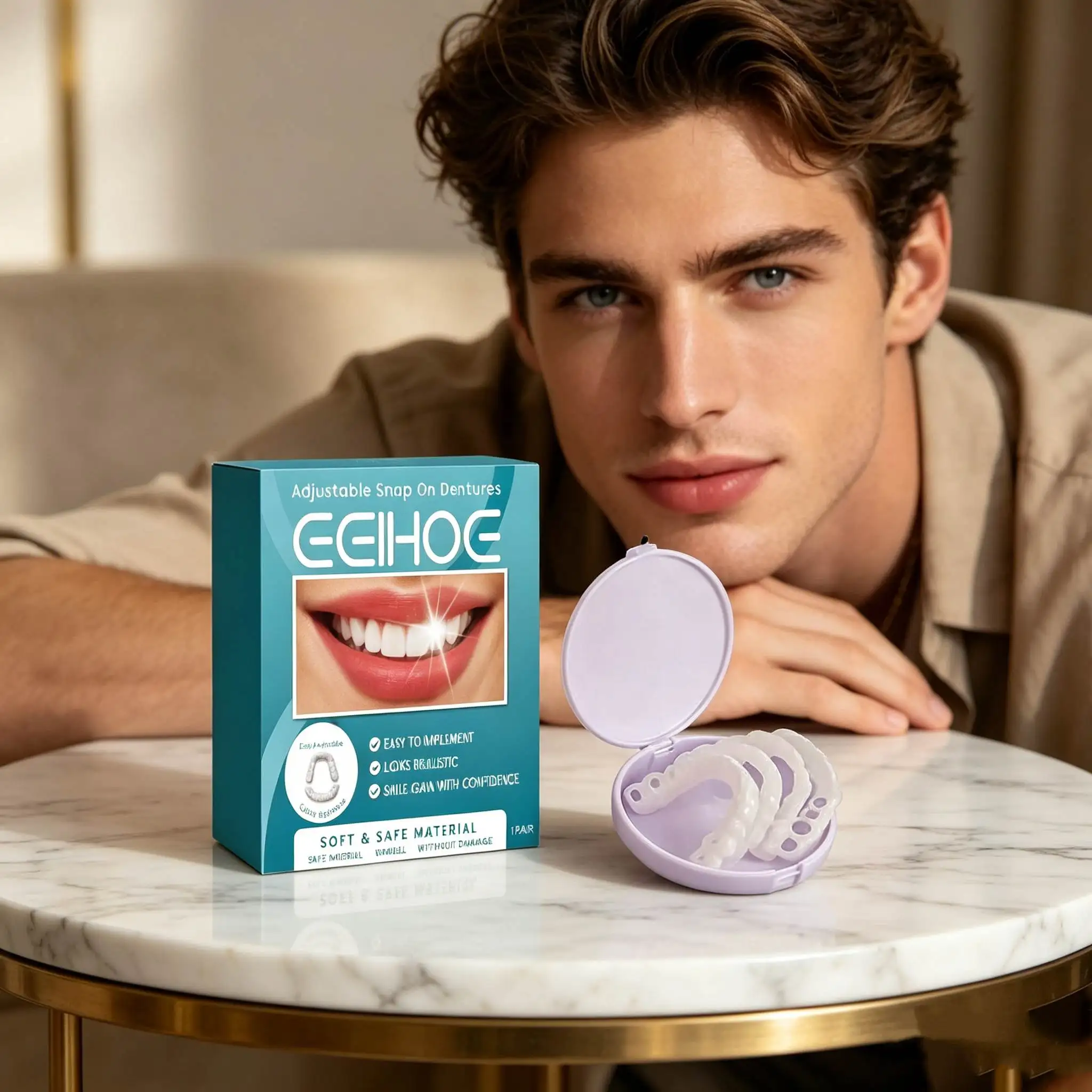 Adjustable Buckle Dentures Keep Confident Smiling Fake Teeth Lasting Soft Tooth Upper Lower Set Portable Denture Silicone Kits﻿