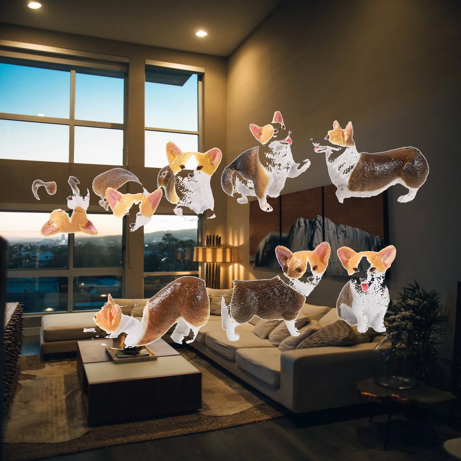 Corgi Dashboard Ornament Cute Resin Animal Figurines Aesthetic Room Decoration for Home Shelves Office Desk