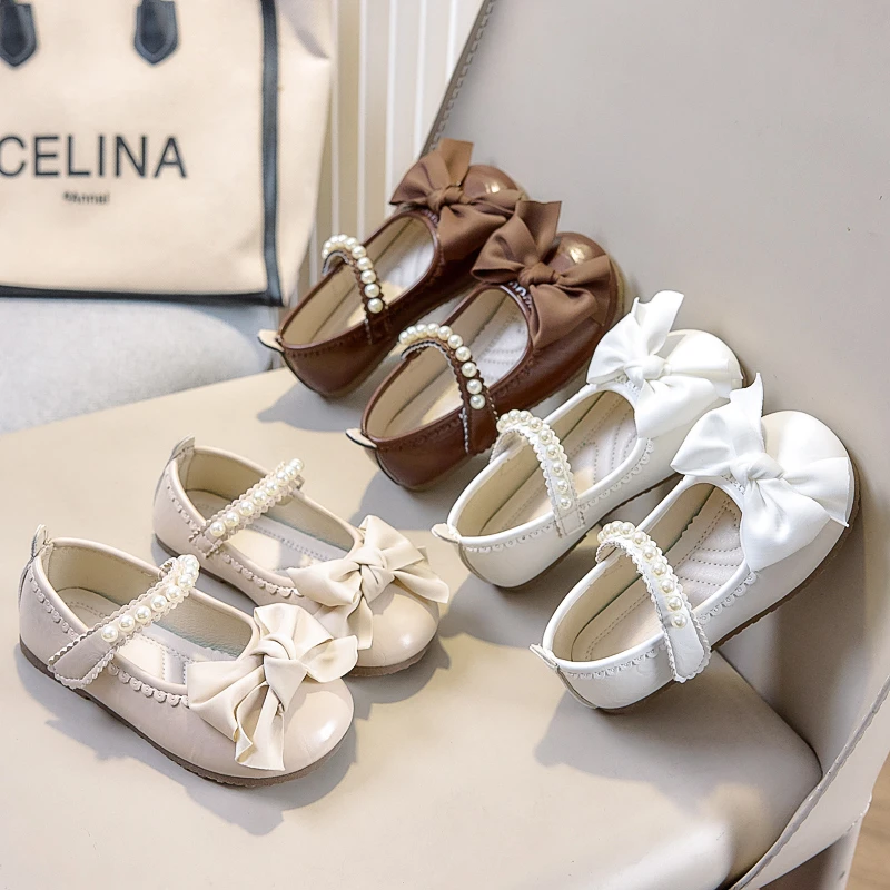 

Children Flats Girls Casual Flat Shoes Sweet Bows Kids Leather Shoes Round Toes Children Mary Janes Soft Sole Toddler Shoes Girl