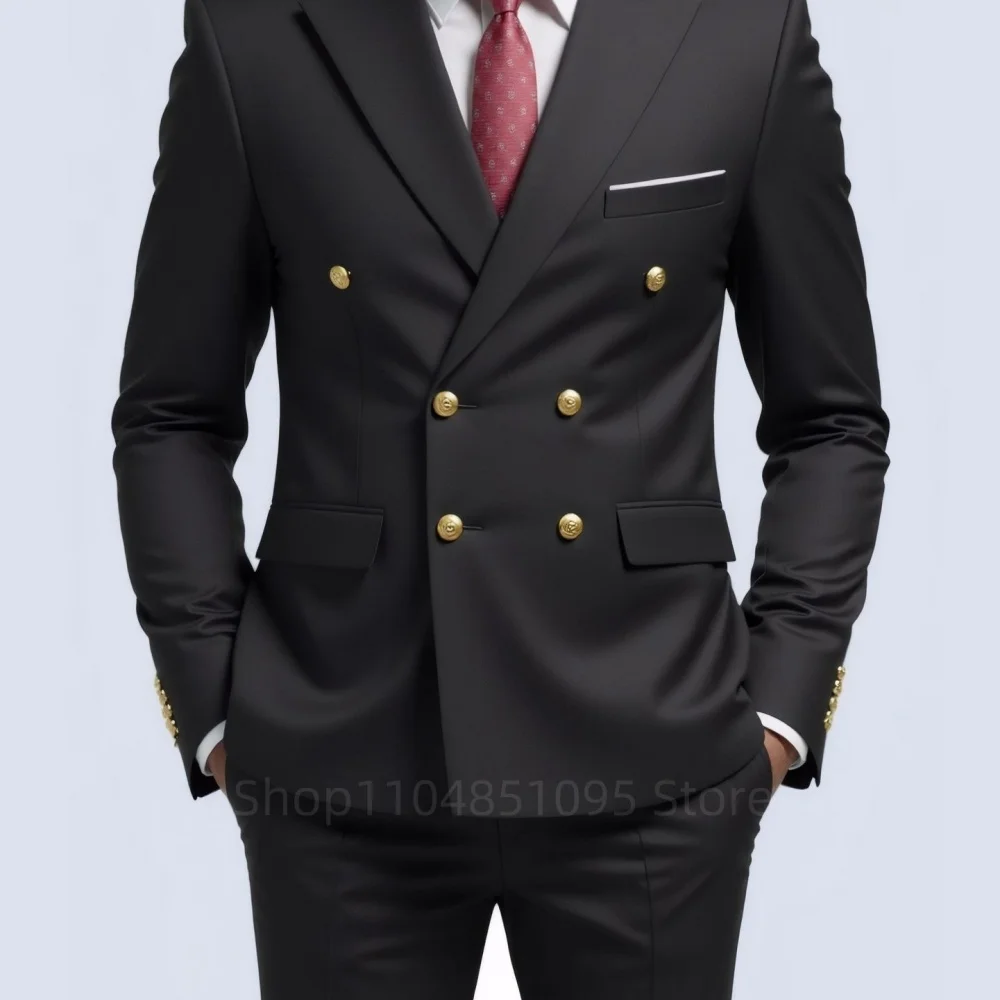 Moda 2 pièces hommes mariage smoking veste Double boutonnage garçons d'honneur fumer affaires coupe ajustée vêtements décontractés pour hommes