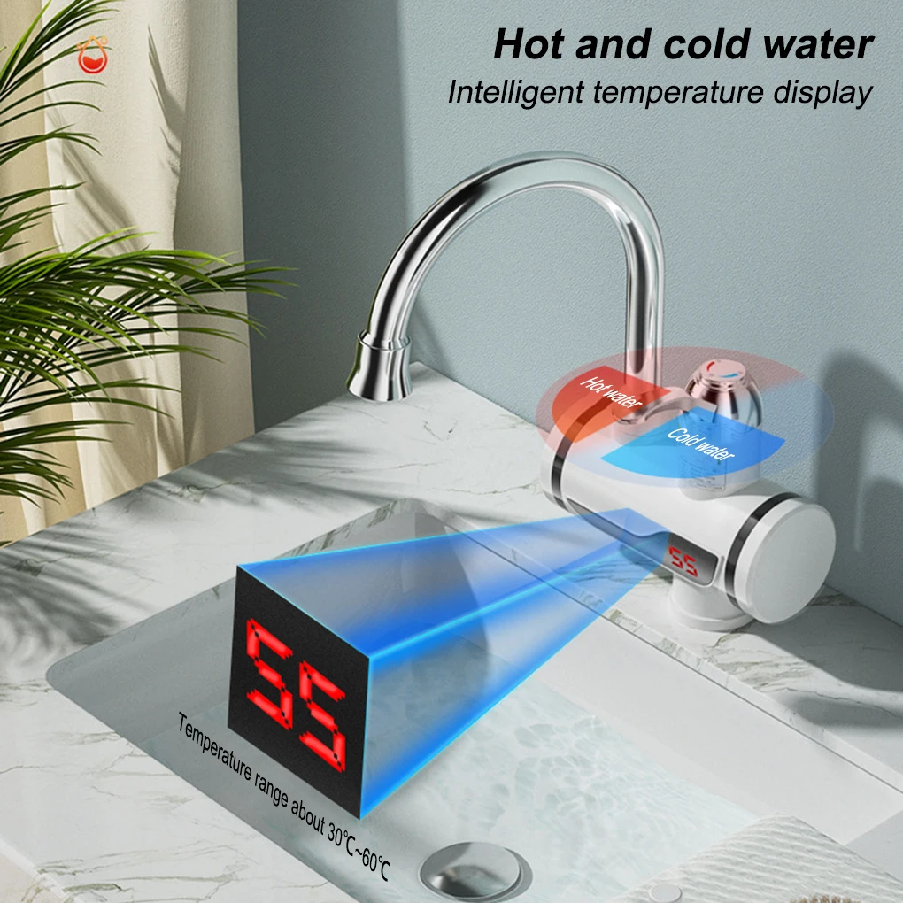 Electric Faucet LED Screen Tap 360 Degree Rotatable Hot Cold Mixer Water Heater 220V 110V Sprayer Side Inlet EU Plug