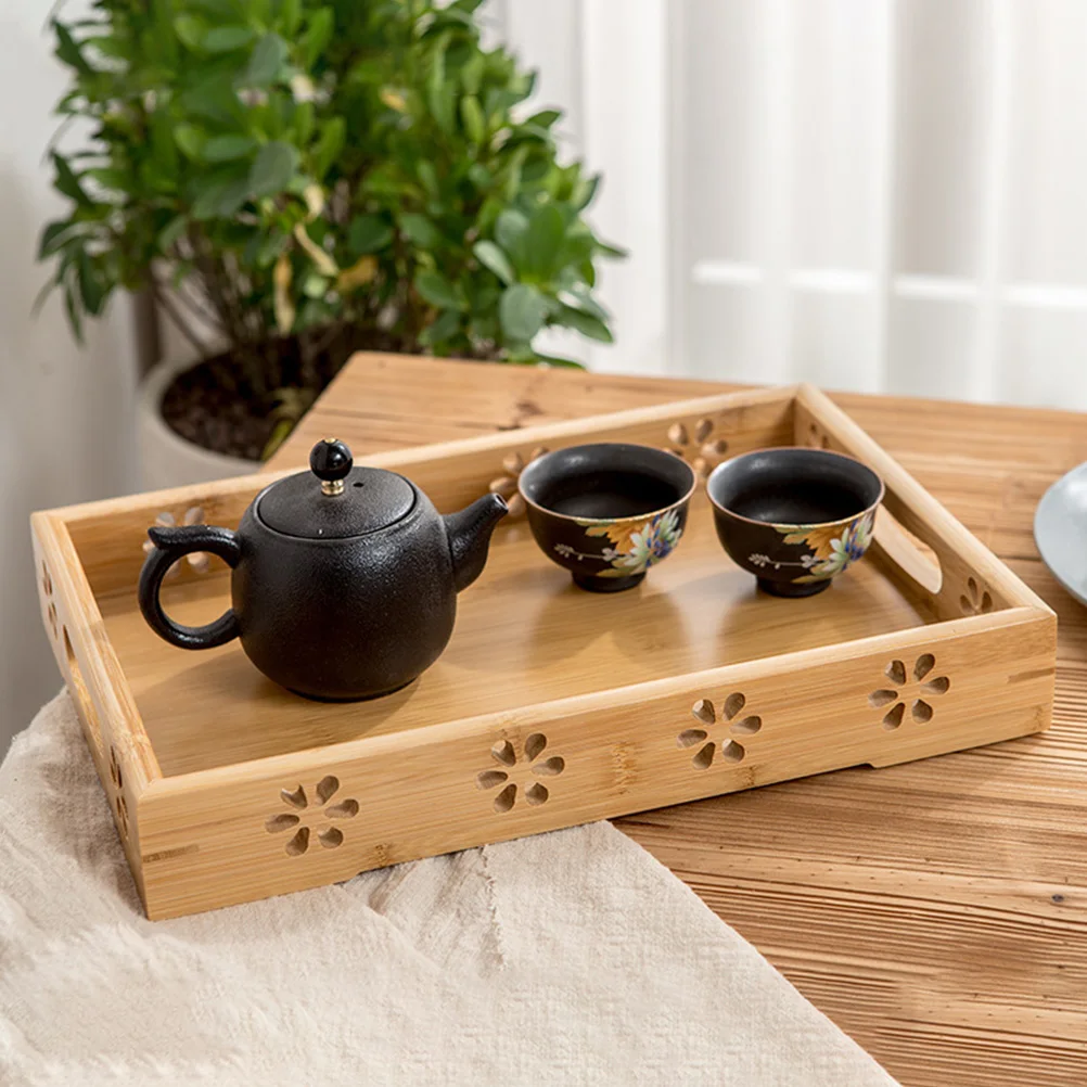 

Bamboo Rectangular Tea Fruit Snack Party Serving Household Water Cup Nuts Serving Tray Rustic Color Smooth