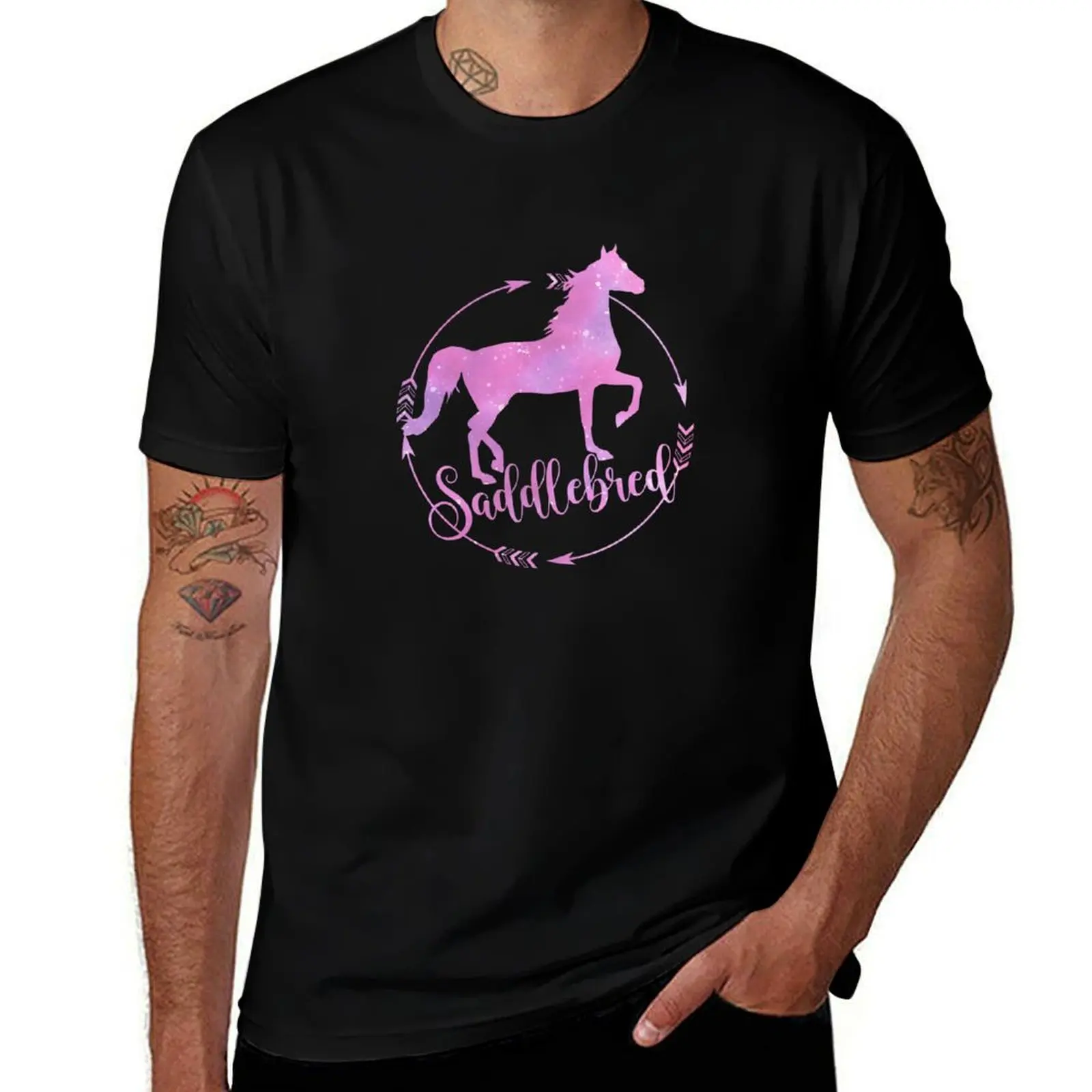 

Pink Saddlebred Horse T-Shirt man t shirt designer cotton t shirts high quality t shirts designer T-Shirt