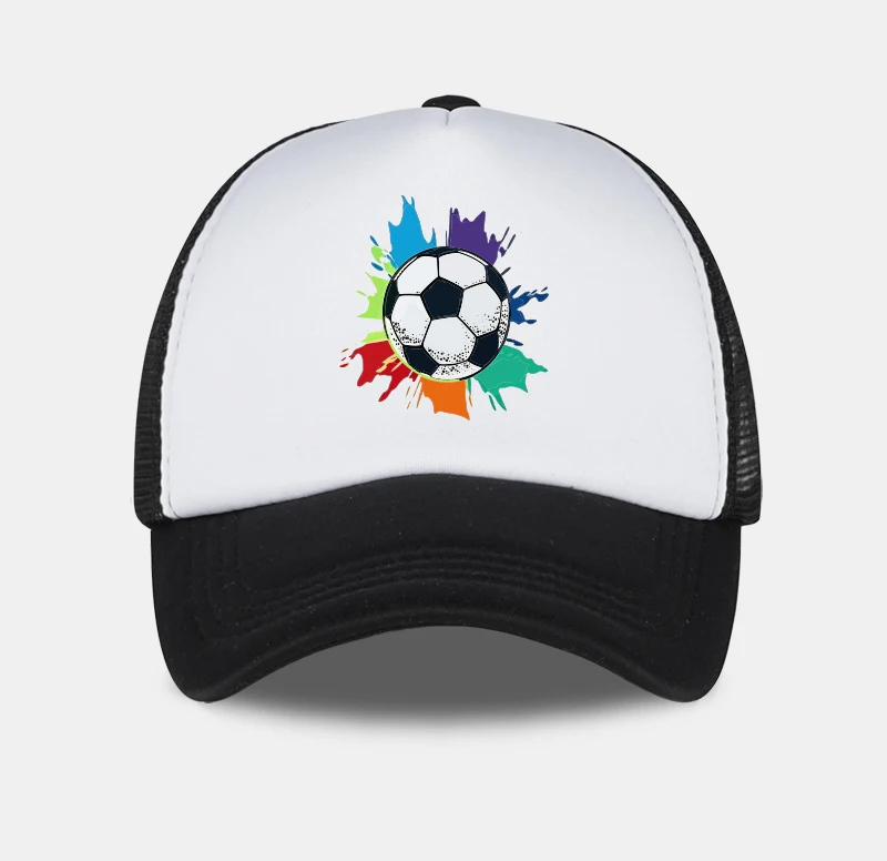 Bunte Fußball-Mesh-Kappe mit Spritzmuster - Verstellbare Unisex Freizeit-Mesh-Kappe für Fußballfans und Sportbegeisterte – Detail 3