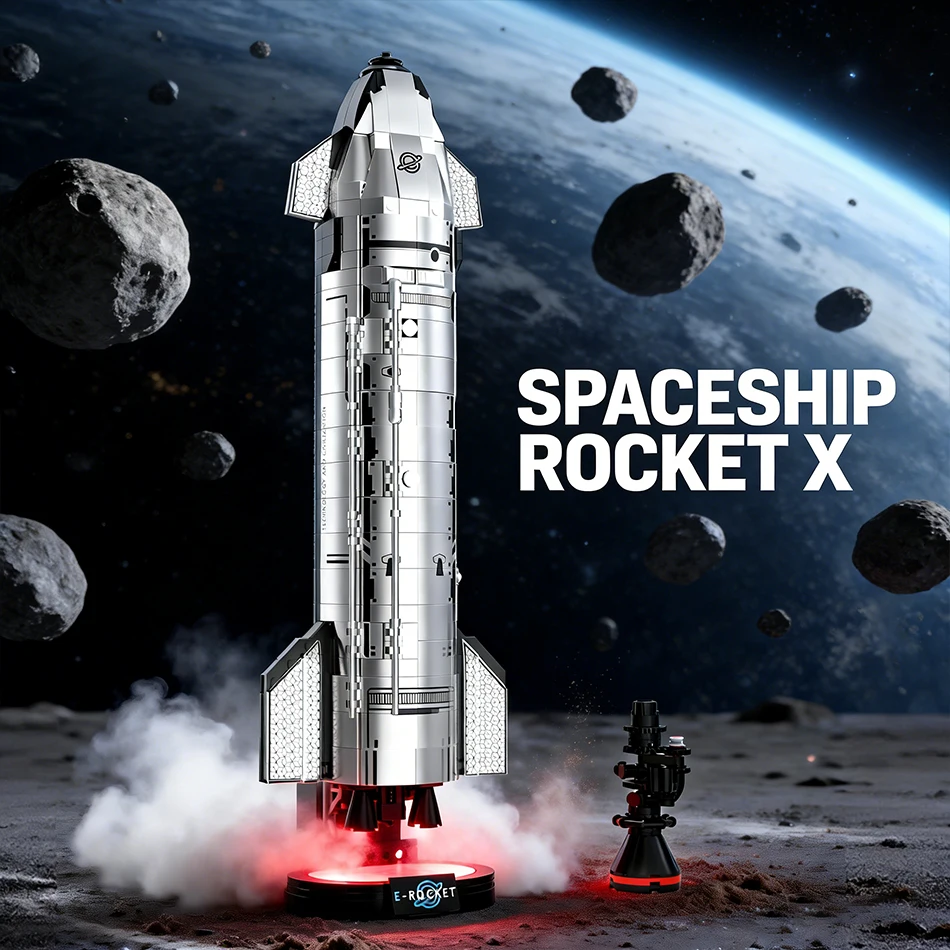

Научный космический корабль-ракета X: Набор строительных блоков «Платформа запуска галактического космического корабля» с мотором и распылителем, развивающие игрушки, подарки для детей