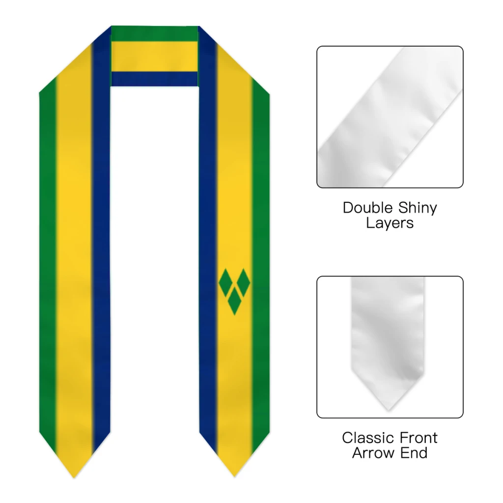 Graduation Sash Saint Vincent and the Grenadines Flag Stole Shawls Graduate Wraps Scraf International Student Pride Gifts