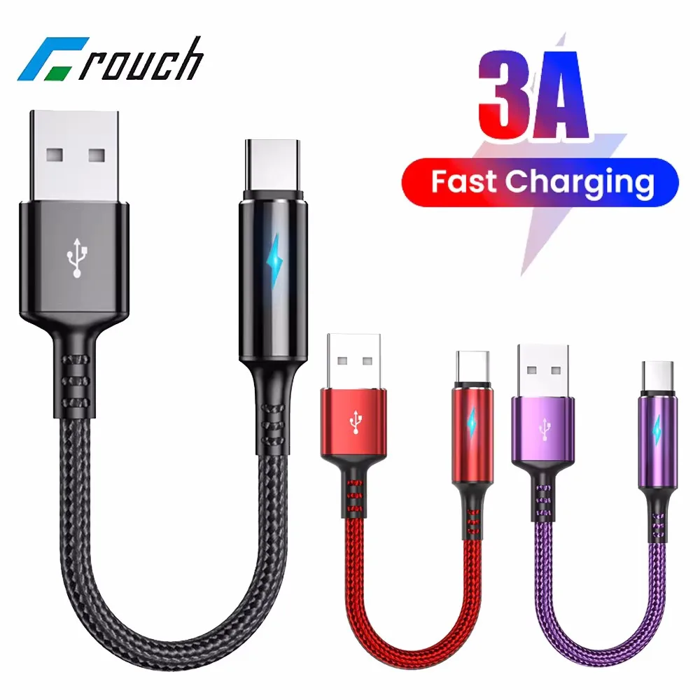 

0,25 м короткий кабель Micro USB/Type C Внешний Аккумулятор кабель для передачи данных 3A Быстрая зарядка для Samsung Xiaomi Huawei зарядное устройство для телефона провод шнур