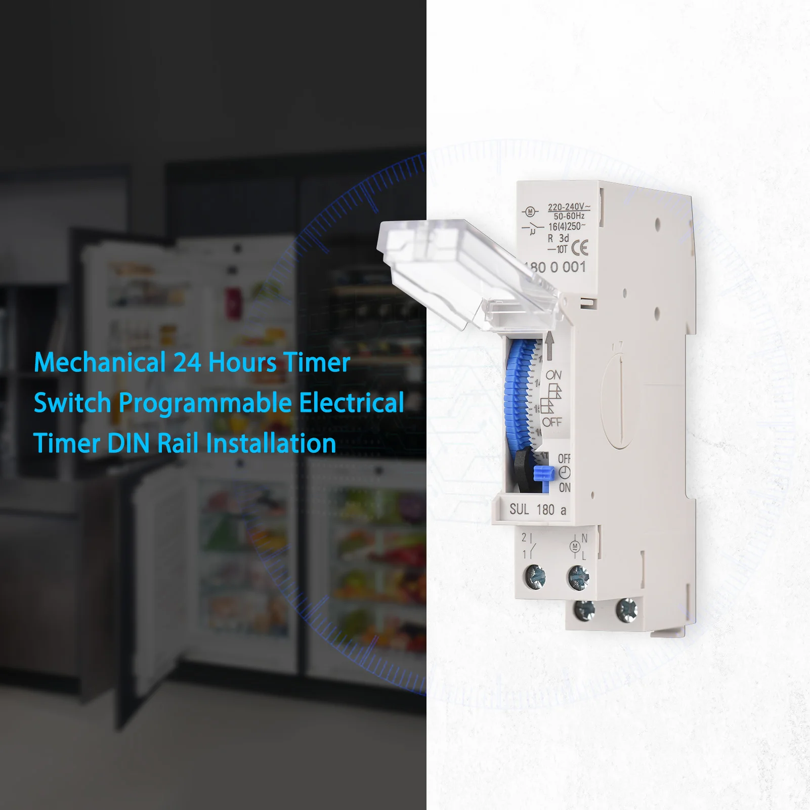 Mechanical 24 Hours Timer Switch AC 220-240V 15 Minutes Interval 96 Times ON/ OFF Programmable Electrical Timer DIN Rail