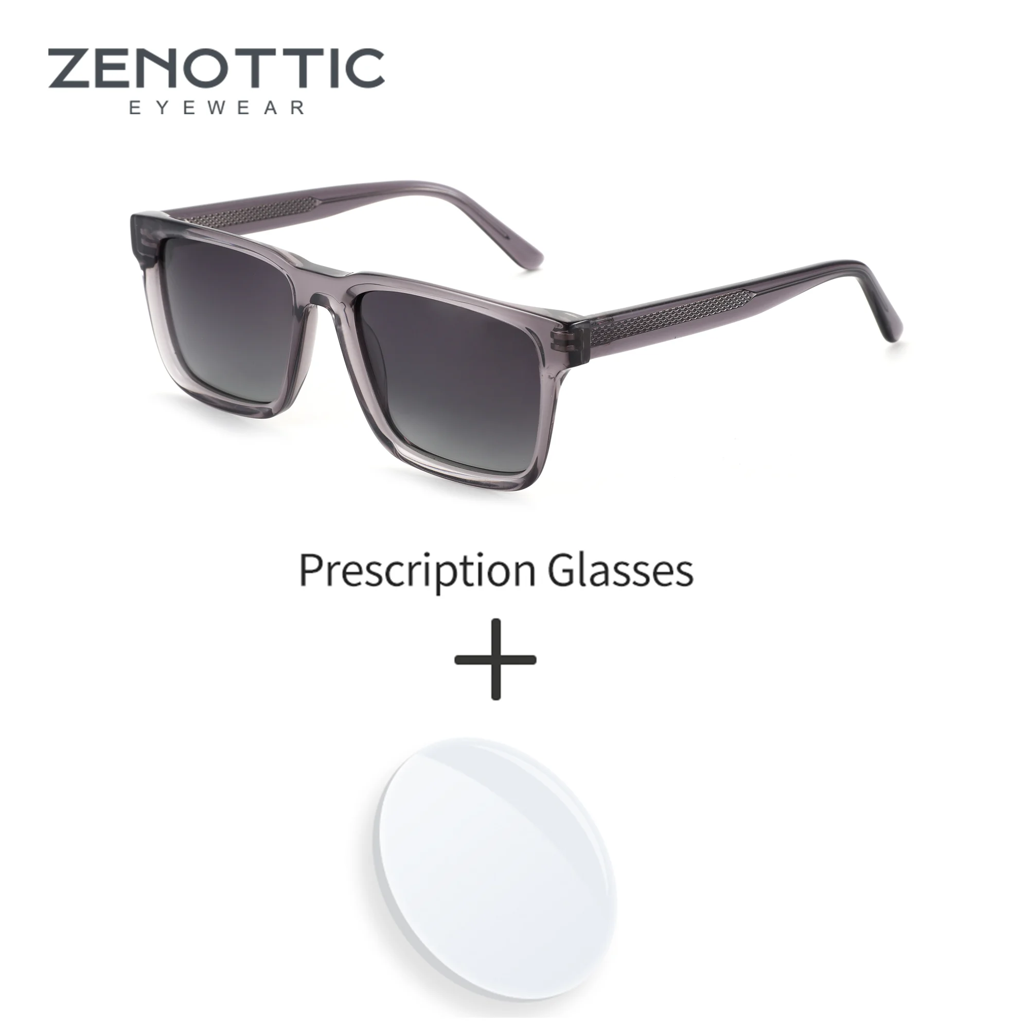 

ZENOTTIC L Size Modish Acetate Prescription Sunglasses Men Square Progressive UV400 Polarized Myopia Sunglasses Man