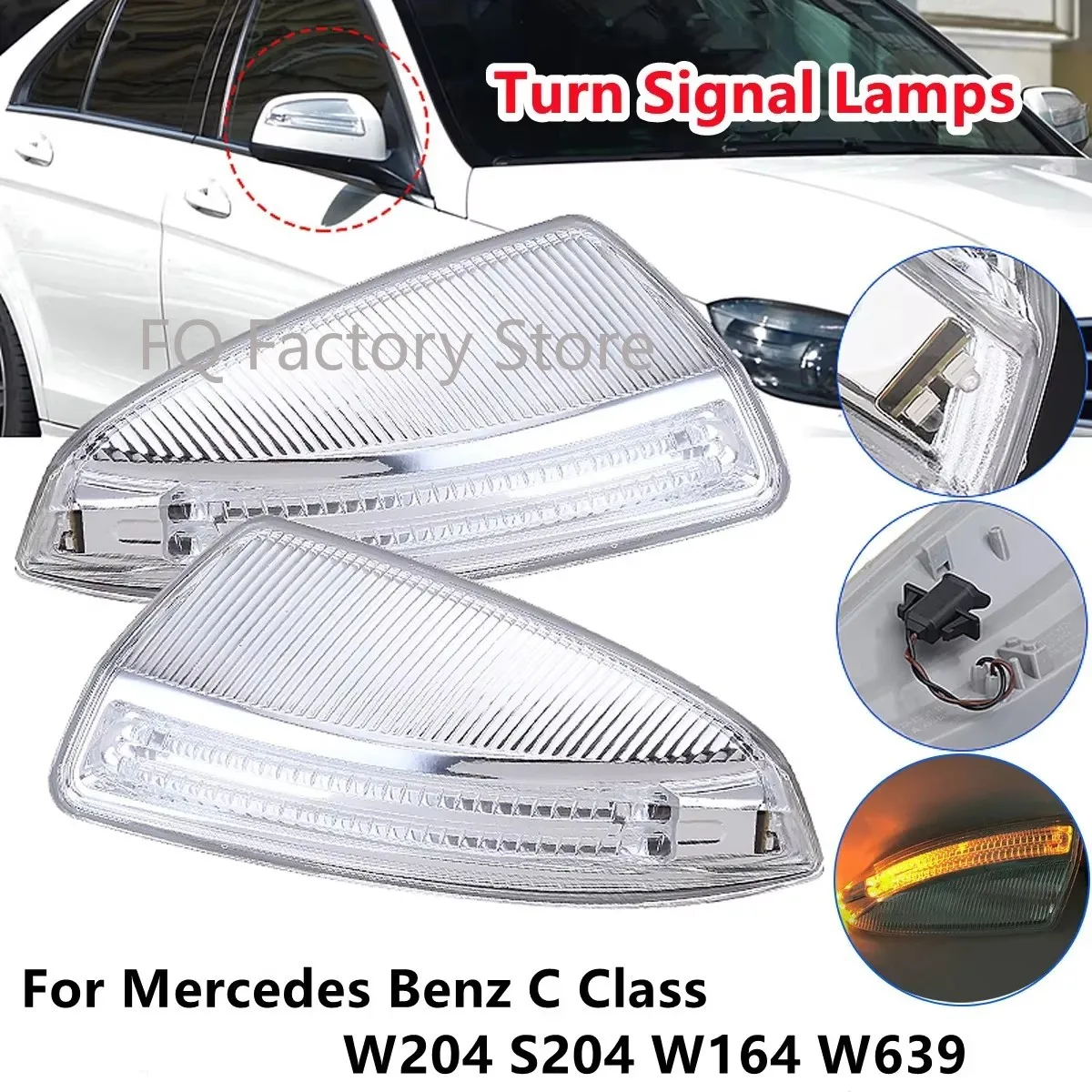 LED Car Rearview Mirror Turn Signal Light For Mercedes-Benz C Class W204 S204 For Viano VITO W639 W164 ML300 ML500 A2048200821
