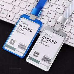 Metal Staff Badge Holder with Lanyard Employees Workers Pass Work Card Sleeve Name Badges ID Tag Holders Card Cover Case Metal