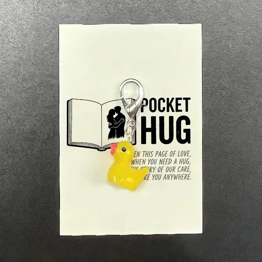 1/5/10/20/50/100pcs Cute Thank You Duck Keychains for Men and Women Durable Metal Backpack Charms with Appreciation Cards, Pocke