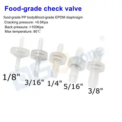 Food Grade Check Valve with Bard 5PCS Plastic Non Return Valve Hose Connecting PP 1/8“ 3/16