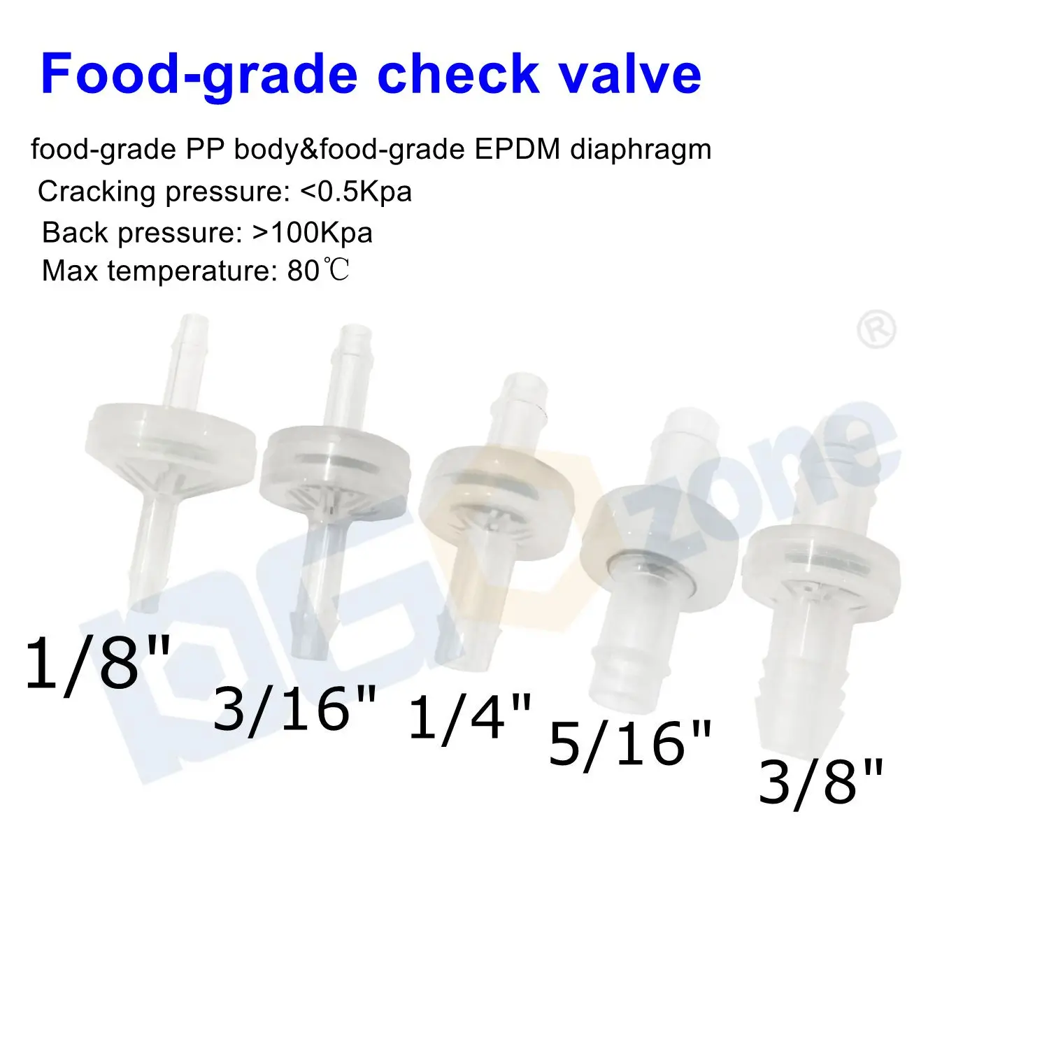 Food Grade Check Valve with Bard 5PCS Plastic Non Return Valve Hose Connecting PP 1/8“ 3/16