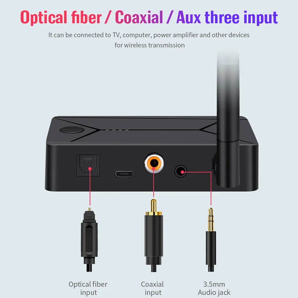 VIKEFON Optical Fiber SPDIF Bluetooth Adapter 3.5mm AUX RCA Stereo Wireless Bluetooth 5.0 Audio Transmitter For TV PC Headphone