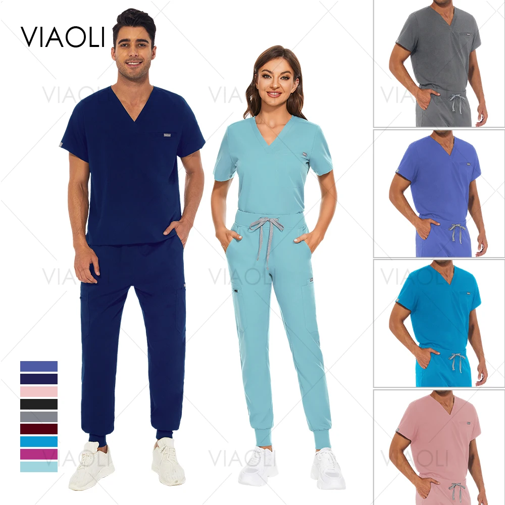 

Unisex Medical Uniforms Mens Nursing Scrubs Joggers Sets Wholesale Doctors Nurses Uniforms Women Pet Clinic Veterinary Work Wear