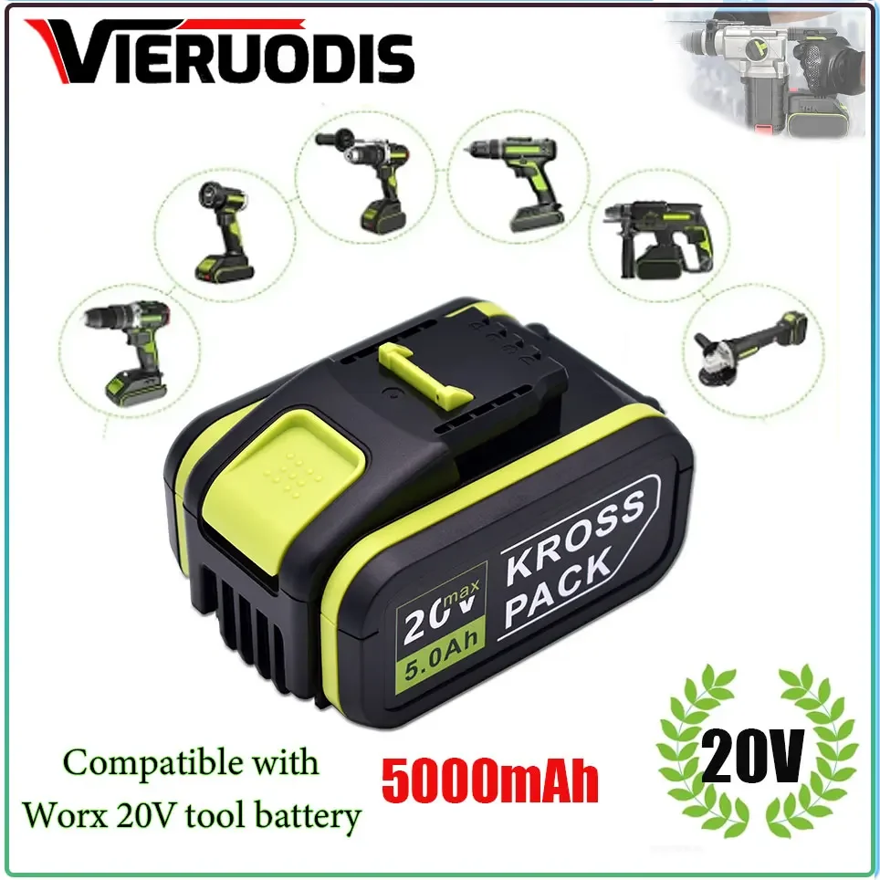 For Worx 20V 5000mAh Battery Li-ion Battery WA3553 WA3551 WA3551 WA3572 WA3553 WX390 WA3551 WX178 WU268 Drill Battery