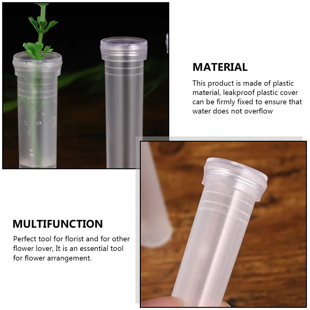 100 Pcs Transparent Flower Tube Florist Supplies Small Culture Pipe Container Nutrient Tubes Nutrition for Plastic Long