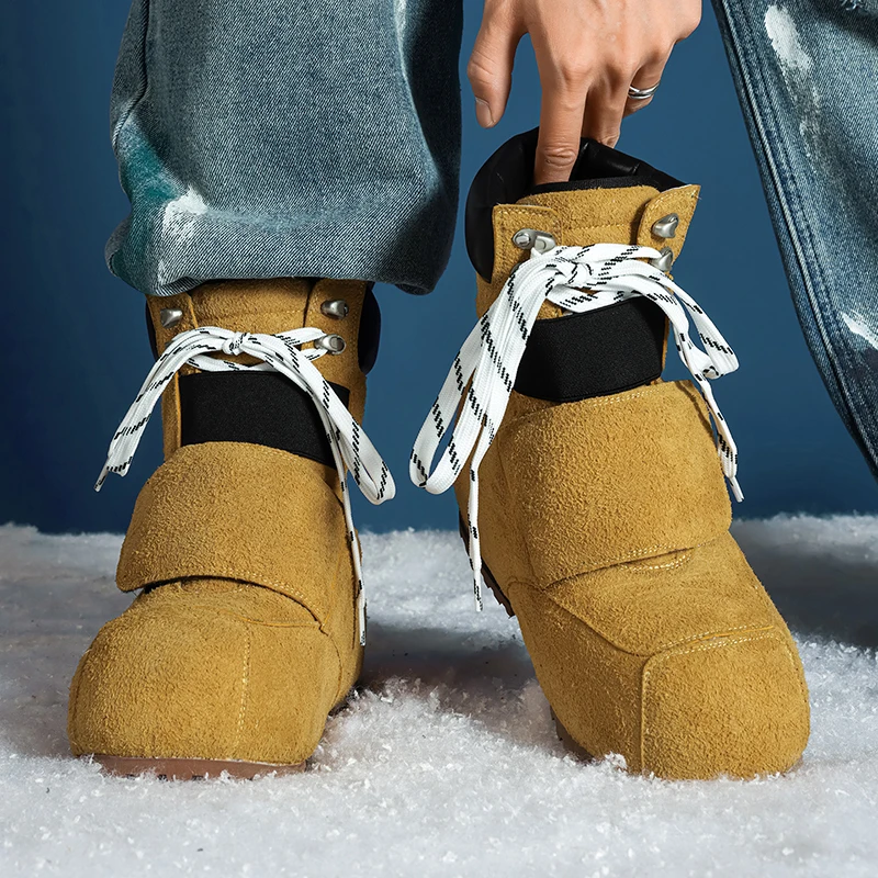 Водонепроницаемые зимние ботинки с плюшевой подкладкой для мужчин, противоскользящая и износостойкая подошва для кроссовок, теплые зимние ботинки