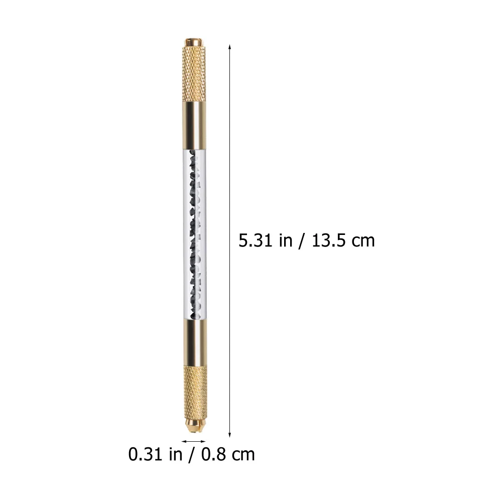 

2 шт., инструмент для татуировки с двойной головкой и золотыми стразами для микроблейдинга для позиционирования бровей и точной формирования перманентной и