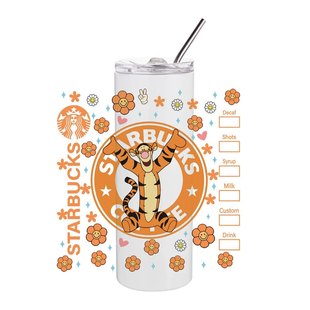 Imagem -05 - Miniso-cup Wrap para 20oz Tumblers Transferências Adesivos Faça Você Mesmo Decalque de Caneca Lavável Desenhos Animados 3d Pooh Amigo Design uv Dtf