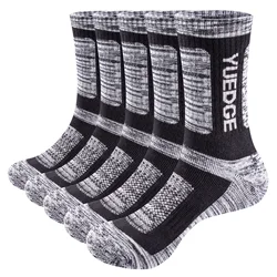 Yuedge mens moisture wicking Cushing mid calf casual thermal warm walking winter sports hiking socks for men size 37-46 EU