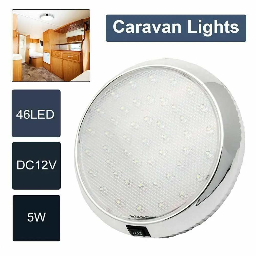 1pc Car LED Roof Ceiling Light 12V 46 LED Clips White Decor Light For Camper Van Boat Caravan RV Interior Lights Accessories