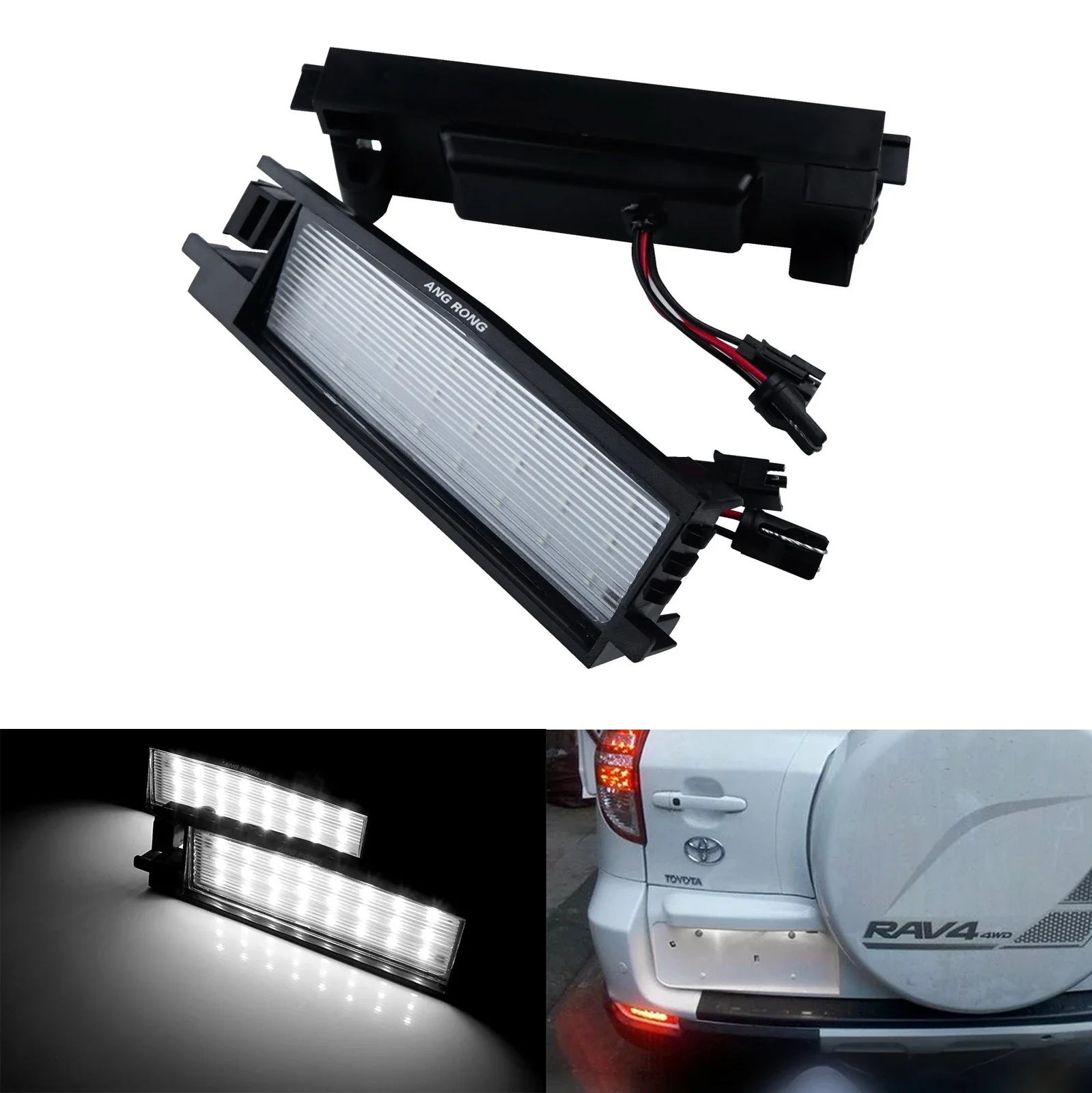 ANGRONG 2 weiße LED-Kennzeichenbeleuchtung für Toyota Auris E180 Aygo RAV4 MK3 XA30