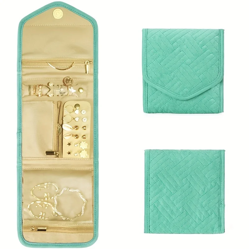 Foldable Jewelry Roll Bag for Travel and Storage