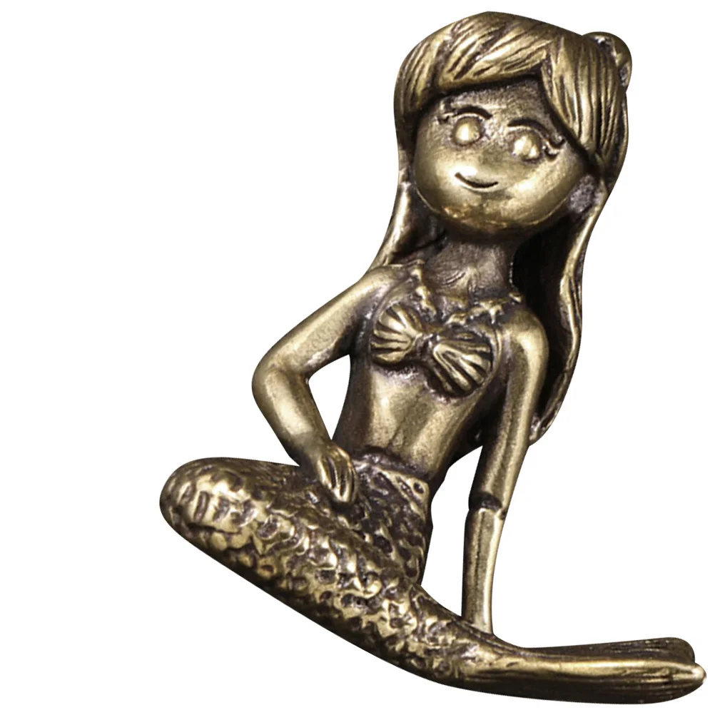 

Brass Mermaid Decor Fish Tank Craft Car Interior Decoration Desktop Aquarium Statue Home Small Mermaid Craft Decor