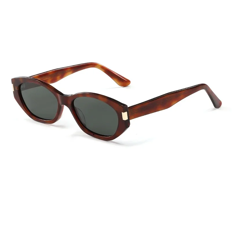 

2024 New Retro Sunglasses for Women Premium Amber Reddish Brown Tortoiseshell Acetate Sunglasses