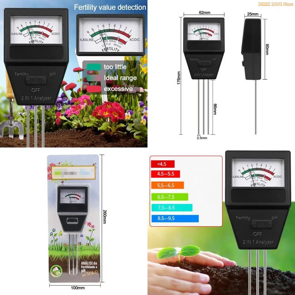 K1AE Compact 2 in 1 Soil Fertility & Tester with Three Probes Soil Testing for Plants/Flowers/Potted Plants/Garden