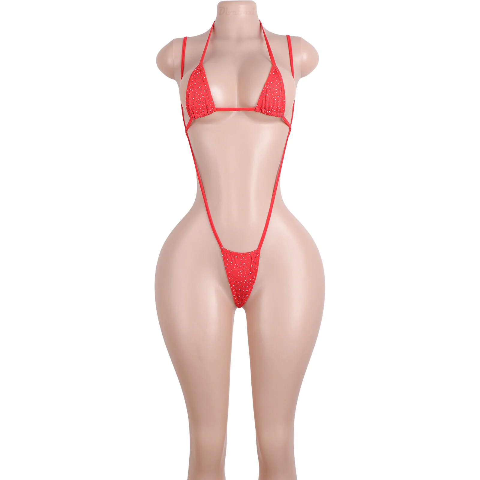 

Women's Rhinestone Bodysuit Exotic Dancewear Shiny Fishnet Thong Club Performance Lingerie Stripper Clothes Dance Wear