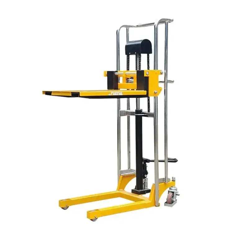 Ce Certificate 1300mm 1700mm 400kg Manual Counterbalance Hydraulic Pallet Lift Stacker Load With Adjustable Forks